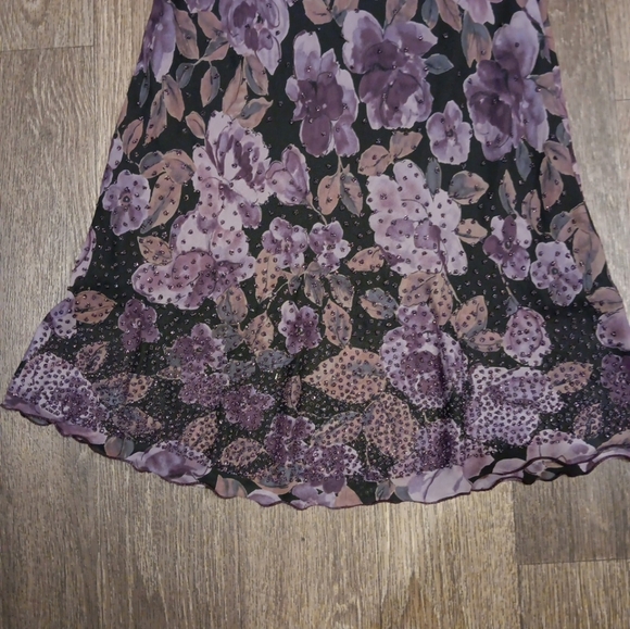 Y2k La Belle A-Line Skirt in Purple and Pink Floral Sz 1 Or S - Picture 2 of 4